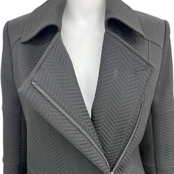 $318 Reiss Black Textured Asymmetric Zip Lyndon Jacket size 6 - Picture 6 of 13